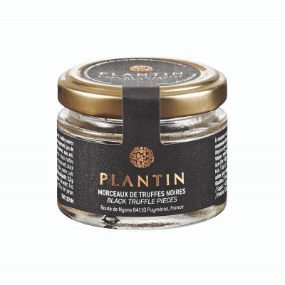 Vente en ligne de morceaux de Truffes noires en conserve (Tuber melasnosporum) sur la boutique PLANTIN, spécialiste de la truffe