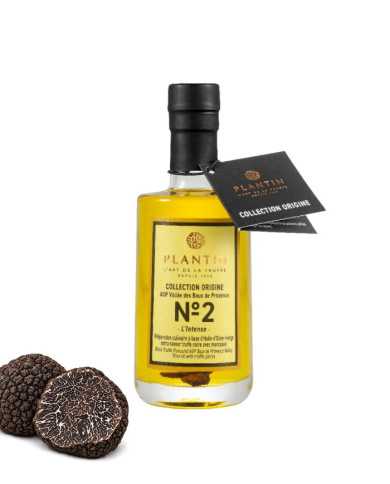 Huile d'olive AOP Baux de Provence - aromatisée truffe noire avec morceaux - 100ml