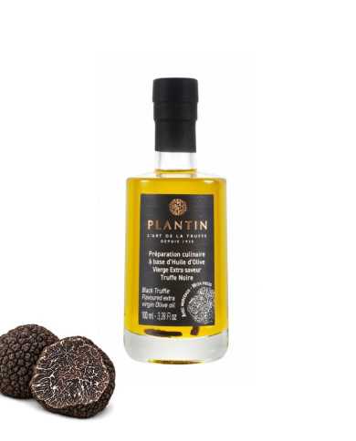 Huile d\'olive vierge extra aromatisée truffe noire avec morceaux - 100ml