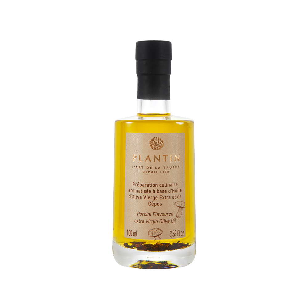 Extra natives Olivenöl mit Steinpilzaroma und Stücken - 100 ml Extra natives Olivenöl mit Steinpilzaroma und Stücken - 100 ml