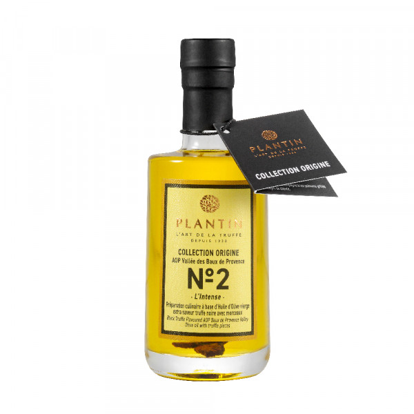 Huile d'olive AOP Baux de Provence - aromatisée truffe noire avec morceaux - 100ml