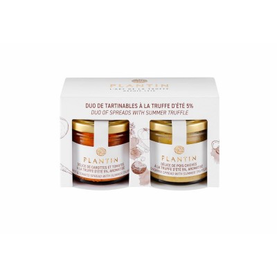 Duo of carrots and tomato spread & chickpea spread, both flavoured with summer truffle Duo of carrots and tomato spread & chickpea spread, both flavoured with summer truffle