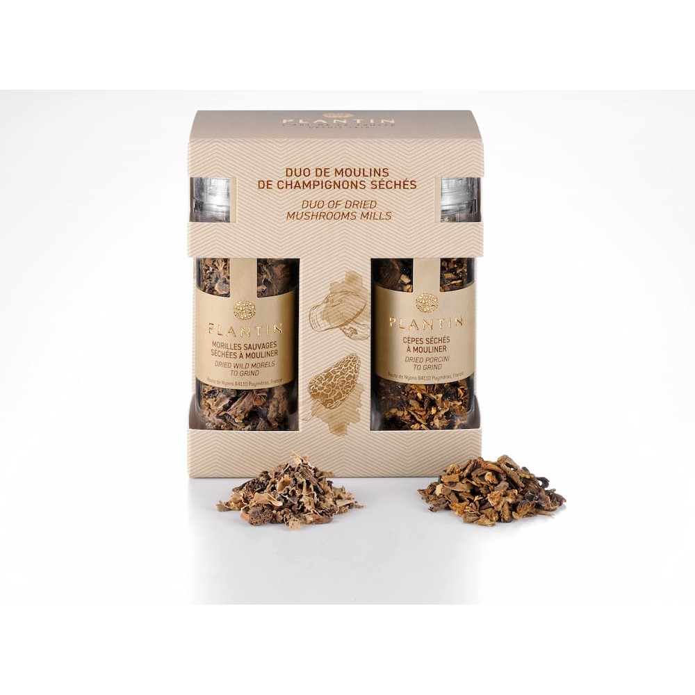 Duo of dried mushroom mills Duo of dried mushroom mills