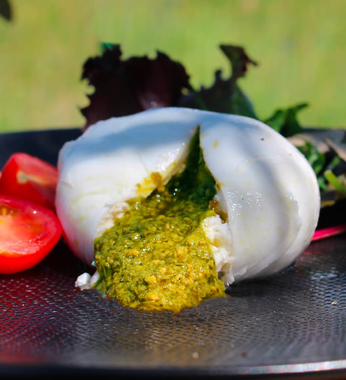 Burrata au pesto à la truffe